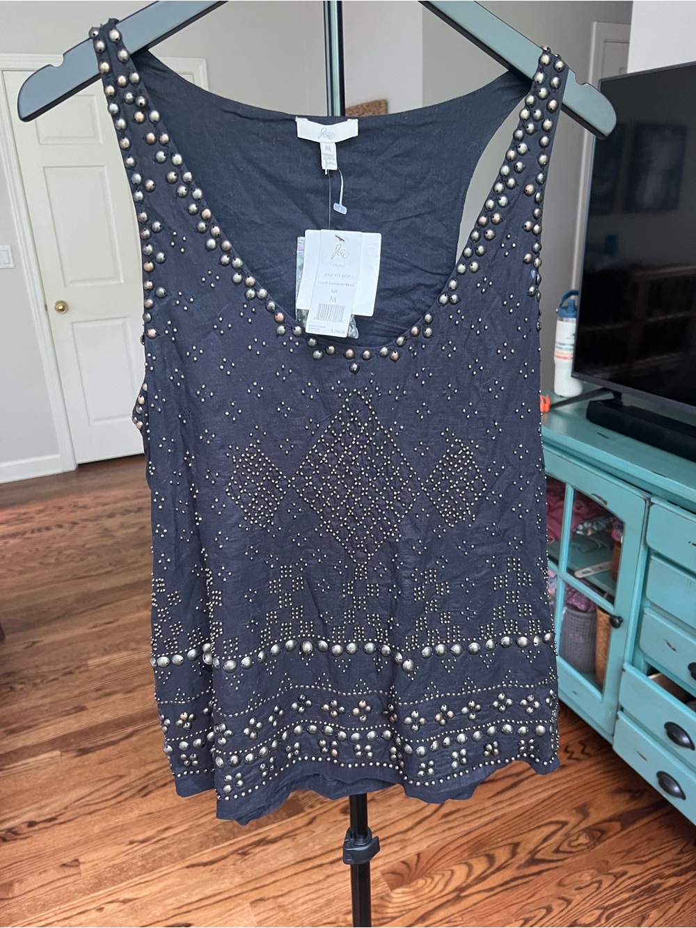 NWT Joie Black Studded Sleeveless Tank Top